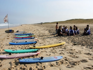 Comprensión del medio ambienle para superar mejor las clases de surf colectiva en Seignosse 